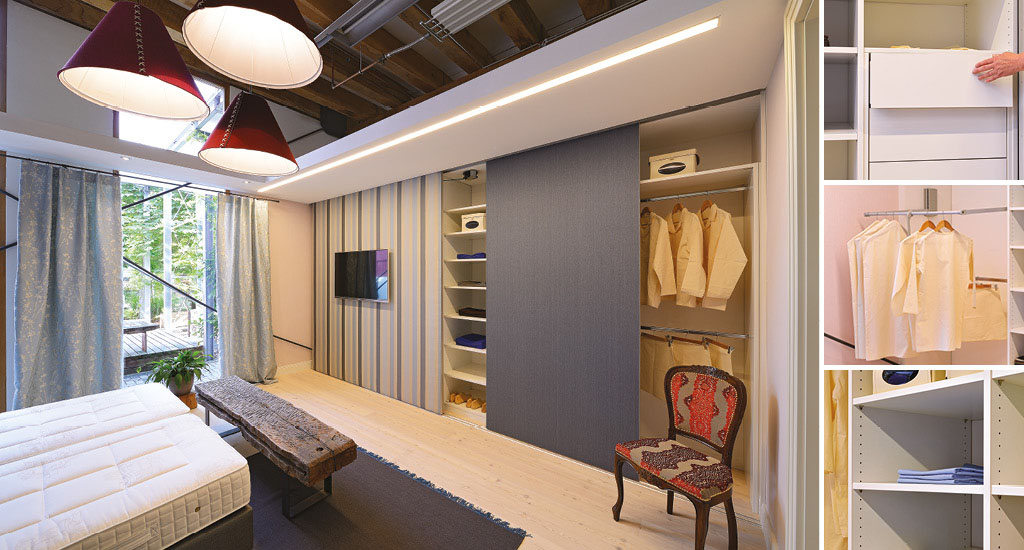 Kleiderschrank mit Schiebetüren Alu und Stoff Textil Einbauschrank Lahr