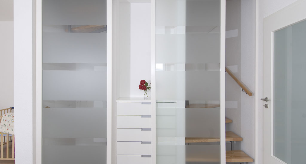 Schiebetür Windfang Treppenhaus Holz Glas Schreinerei in Friesenheim